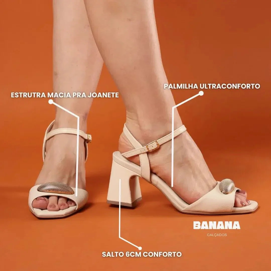 SANDALIA DE SALTO FEMININO ULTRACONFORTO THALIA - Banana Calçados - 