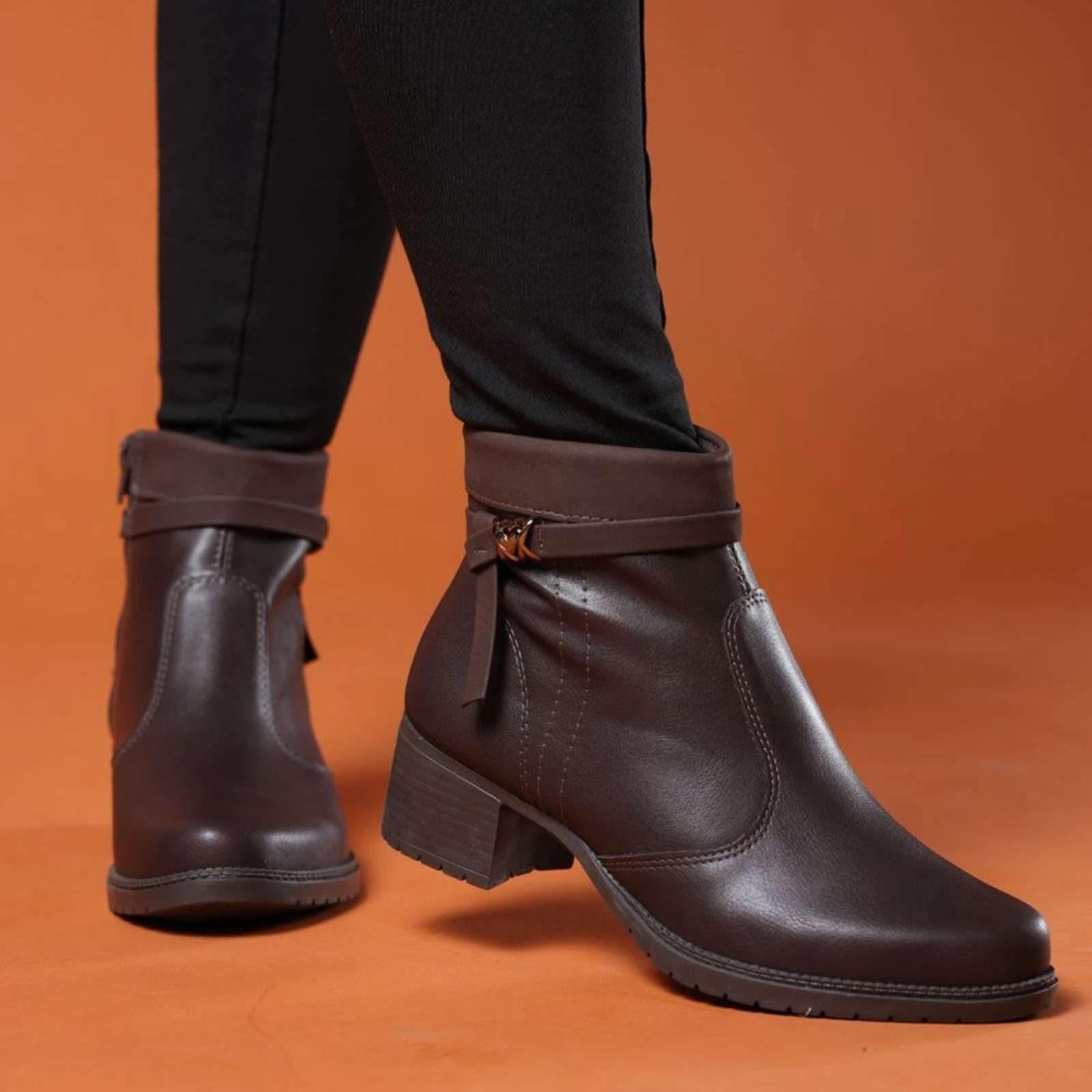 BOTA FEMININA COURO NAPA CONFORT JHENY