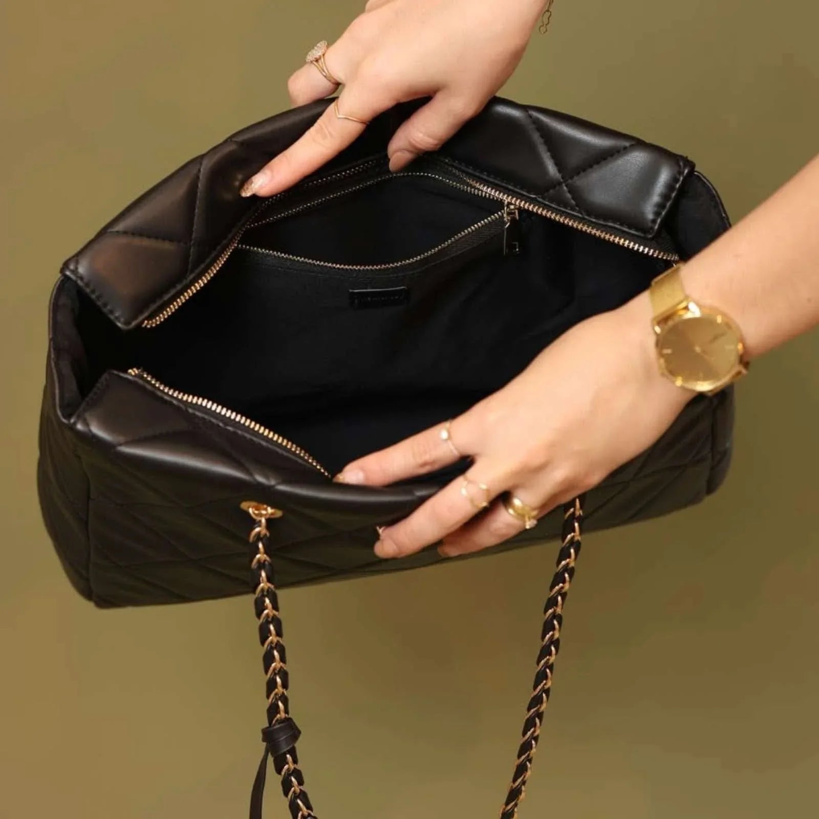 BOLSA FEMININA SHOPPER LIZ PRETA - Banana Calçados - 