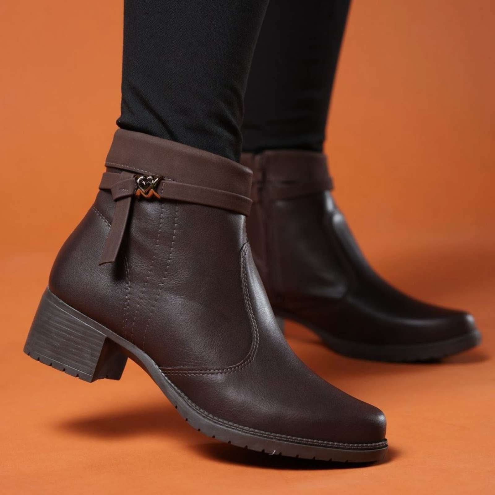 BOTA FEMININA COURO NAPA CONFORT JHENY