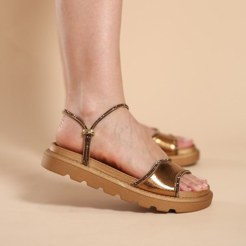 Papete de Tira em Couro Pelica Bela — conforto anatômico com brilho e ajuste fácil